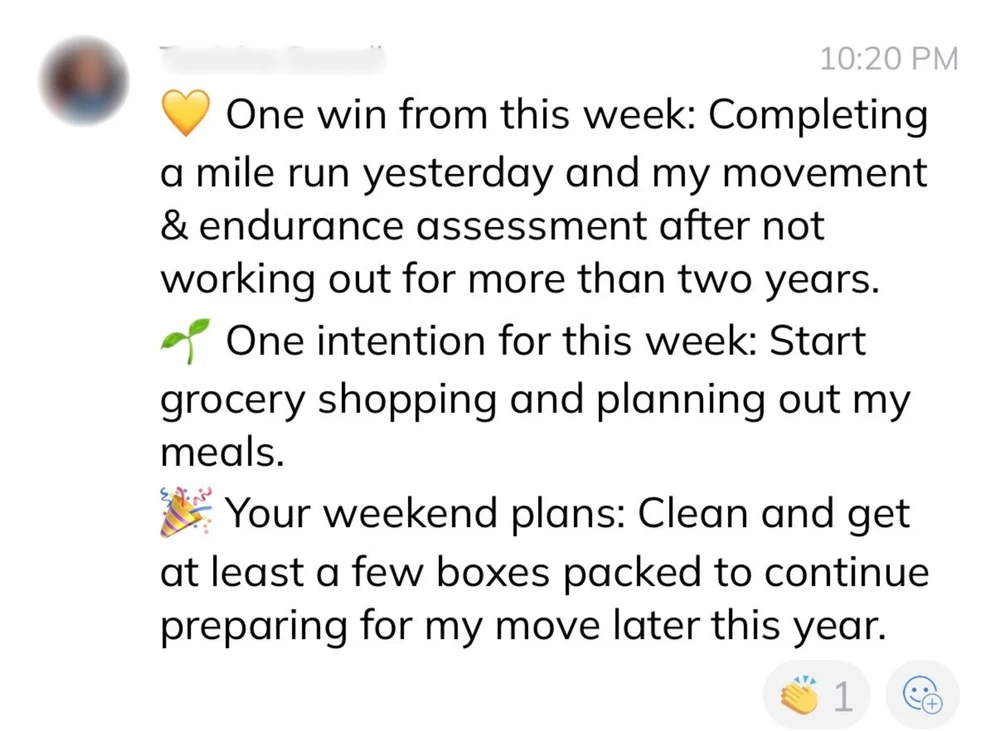 Client win: completed a mile run after not working out for more than two years