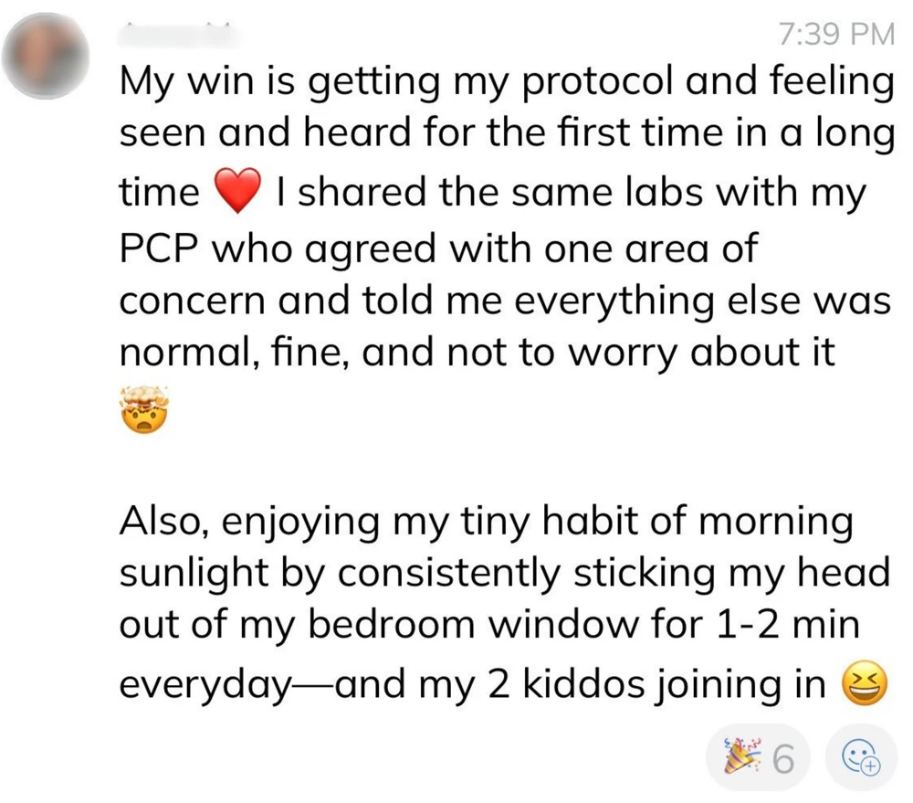 Client win: getting my protocol and feeling seen and heard for the first time in a long time